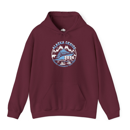 Alaska Cruise 2026 Family Adventure Shirt with Wildlife and Nature — Hoodie Hoodie – Maroon – Alaska Cruise Shirts