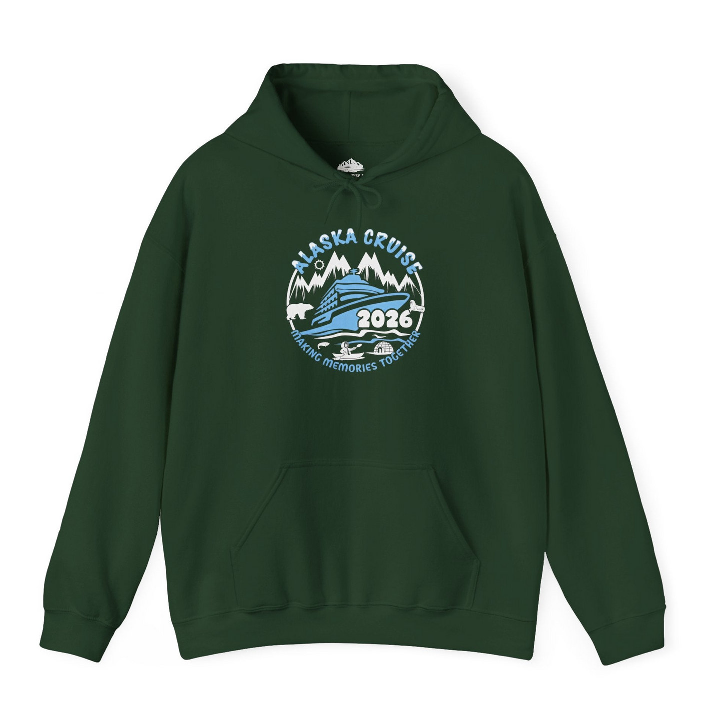 Alaska Cruise 2026 Family Adventure Shirt with Wildlife and Nature — Hoodie Hoodie – Forest Green – Alaska Cruise Shirts