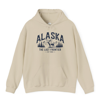 Alaska The Last Frontier Moose Mountain Wilderness Graphic Shirt — Hoodie Hoodie – Sand – Alaska Cruise Shirts