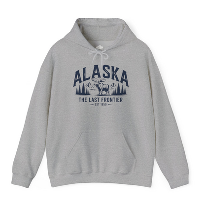 Alaska The Last Frontier Moose Mountain Wilderness Graphic Shirt — Hoodie Hoodie – Sport Grey – Alaska Cruise Shirts