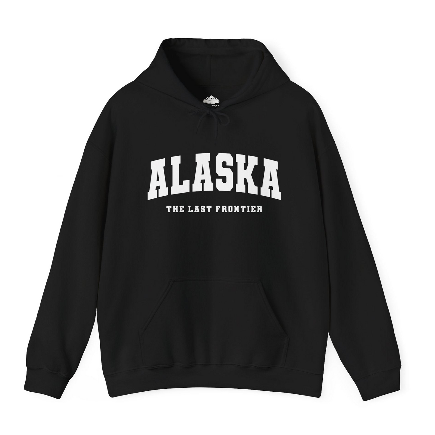 Alaska The Last Frontier Bold Collegiate Vintage State Pride Shirt — Hoodie Hoodie – Black – Alaska Cruise Shirts