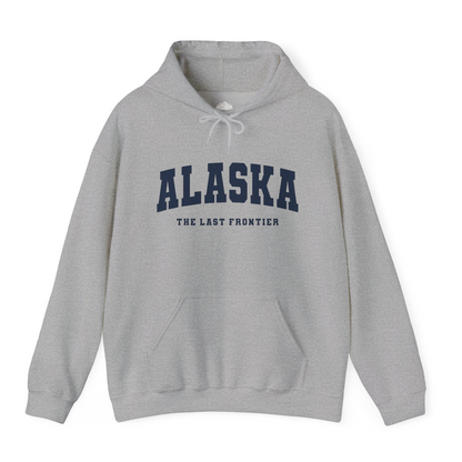 Alaska The Last Frontier Bold Collegiate Vintage State Pride Shirt — Hoodie Hoodie – Sport Grey – Alaska Cruise Shirts