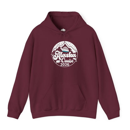 Alaska Cruise 2026 Shirt Hoodie – Maroon – Alaska Cruise Shirts
