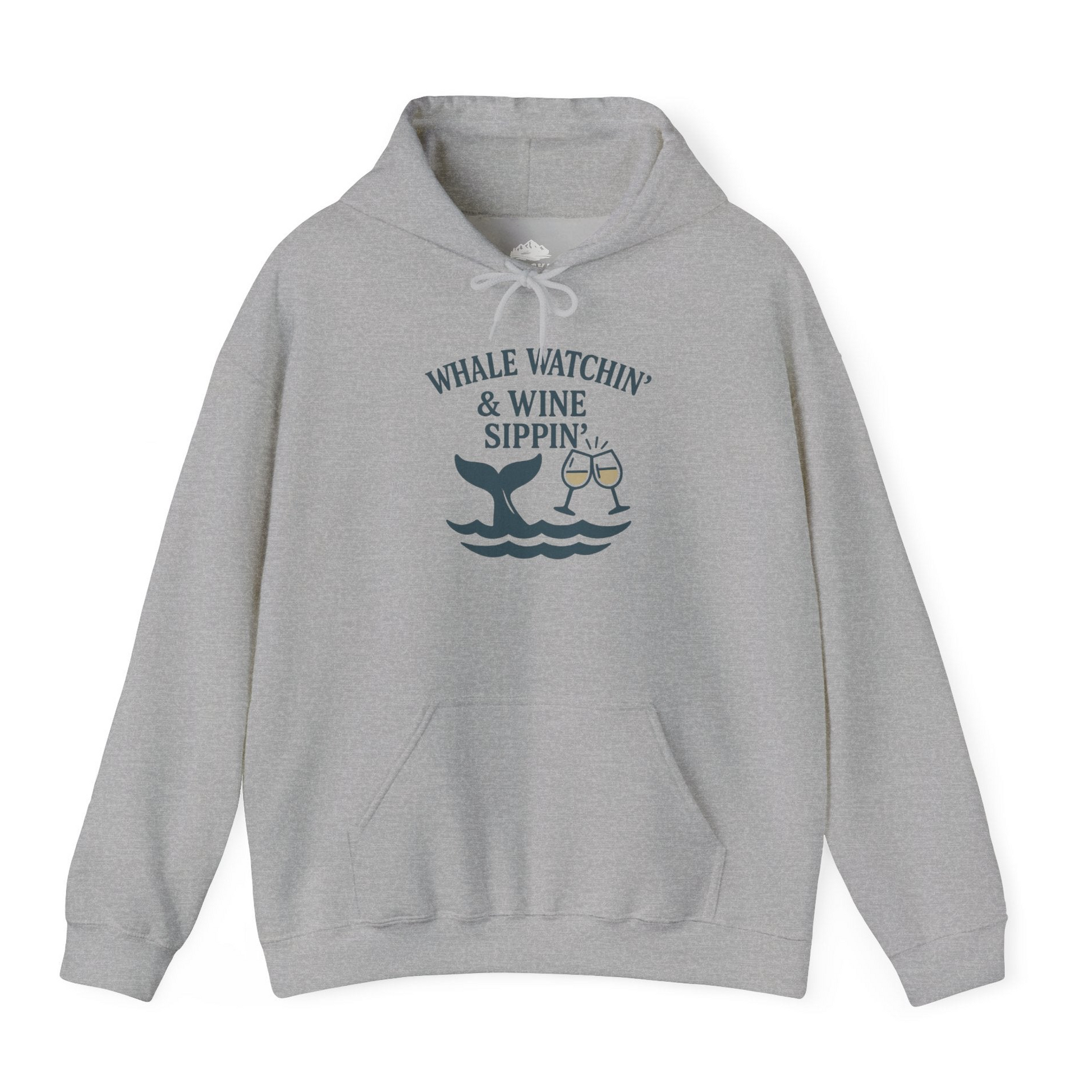 Whale Watching and Wine Sippin Shirt Hoodie – Sport Grey – Alaska Cruise Shirts