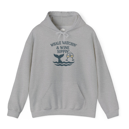 Whale Watching and Wine Sippin Shirt Hoodie – Sport Grey – Alaska Cruise Shirts