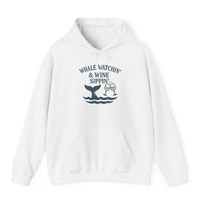 Whale Watching and Wine Sippin Shirt Hoodie – White – Alaska Cruise Shirts
