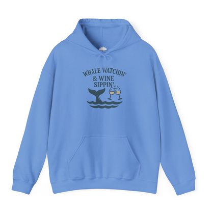 Whale Watching and Wine Sippin Shirt Hoodie – Carolina Blue – Alaska Cruise Shirts