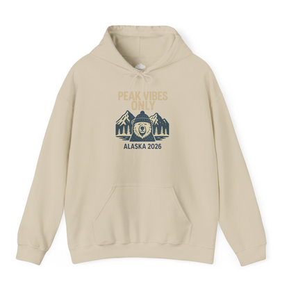 Alaska 2026 Mountain Adventure Bear Hoodie – Sand – Alaska Cruise Shirts
