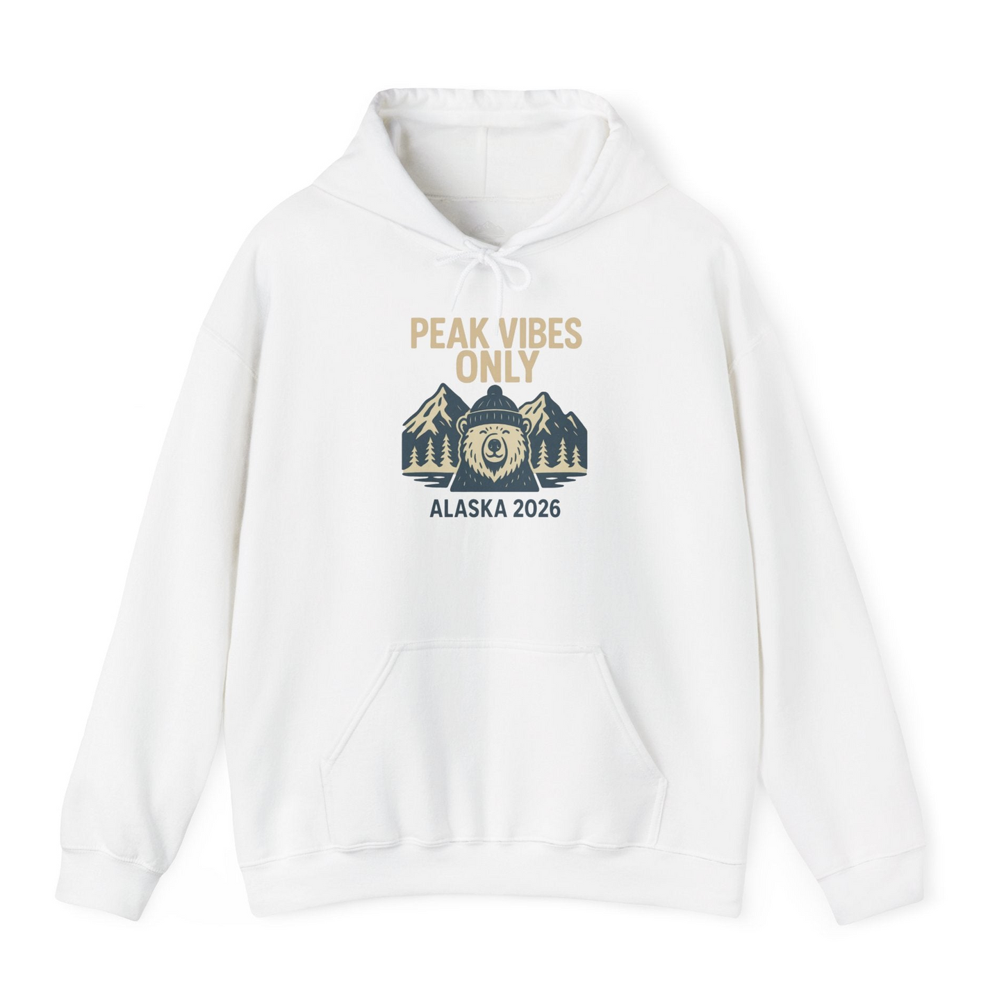 Alaska 2026 Mountain Adventure Bear Hoodie – White – Alaska Cruise Shirts
