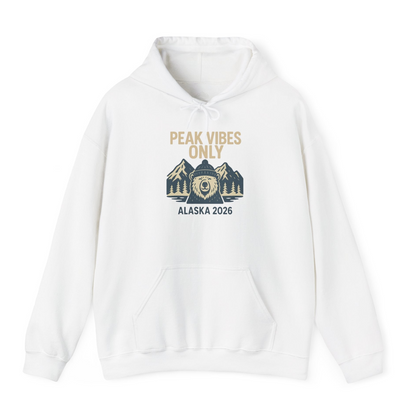 Alaska 2026 Mountain Adventure Bear Hoodie – White – Alaska Cruise Shirts