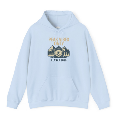 Alaska 2026 Mountain Adventure Bear Hoodie – Light Blue – Alaska Cruise Shirts