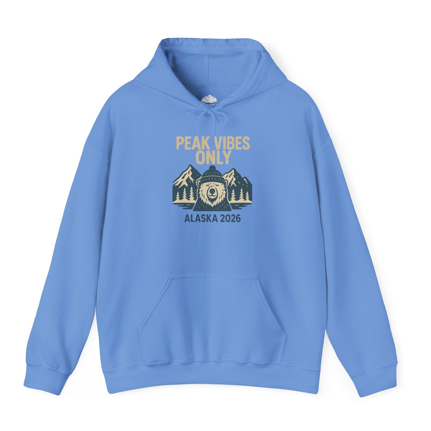 Alaska 2026 Mountain Adventure Bear Hoodie – Carolina Blue – Alaska Cruise Shirts