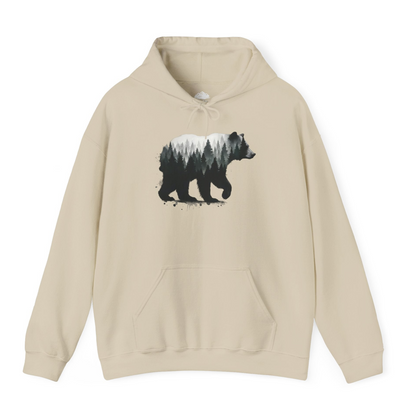 Bear Silhouette Forest Double Exposure Shirt Hoodie – Sand – Alaska Cruise Shirts