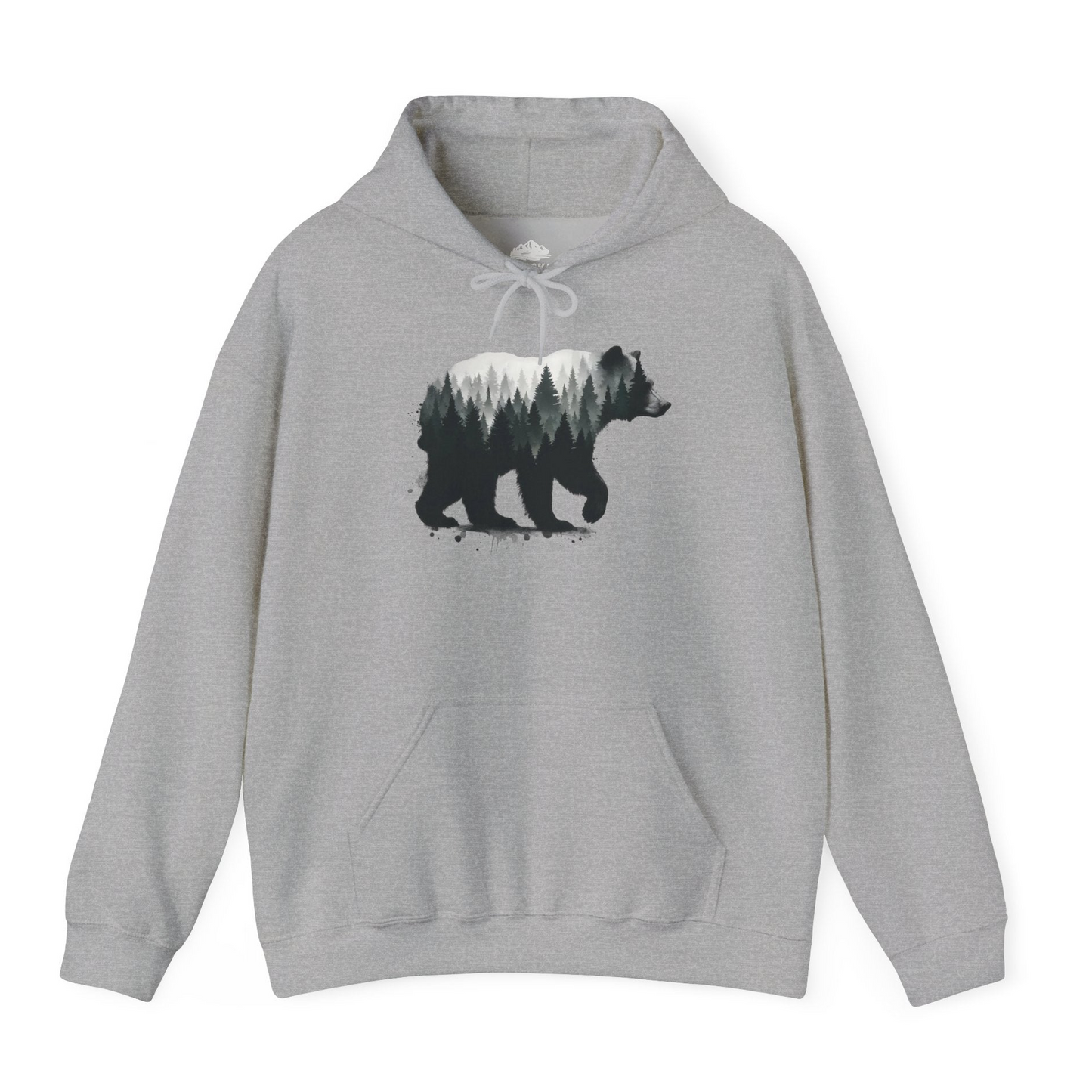 Bear Silhouette Forest Double Exposure Shirt Hoodie – Sport Grey – Alaska Cruise Shirts