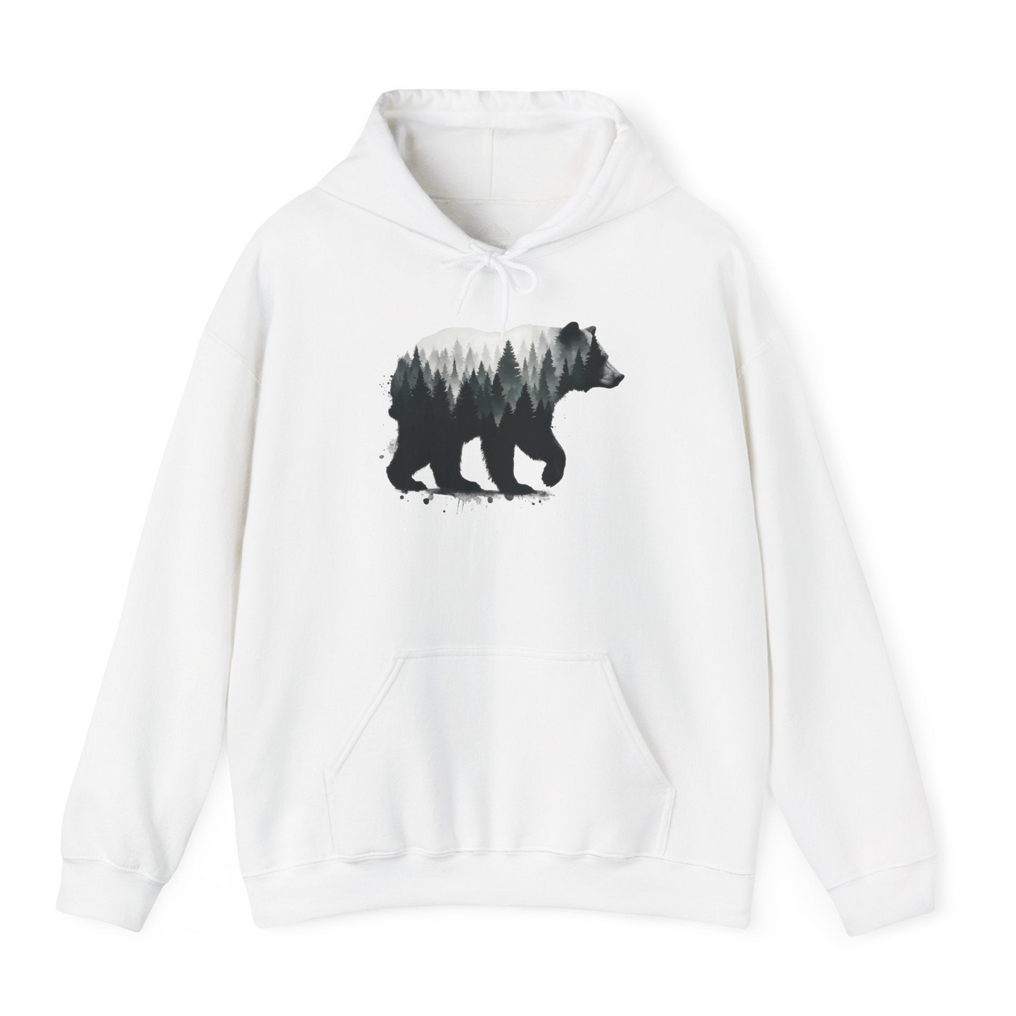 Bear Silhouette Forest Double Exposure Shirt Hoodie – White – Alaska Cruise Shirts