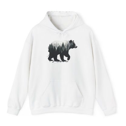 Bear Silhouette Forest Double Exposure Shirt Hoodie – White – Alaska Cruise Shirts
