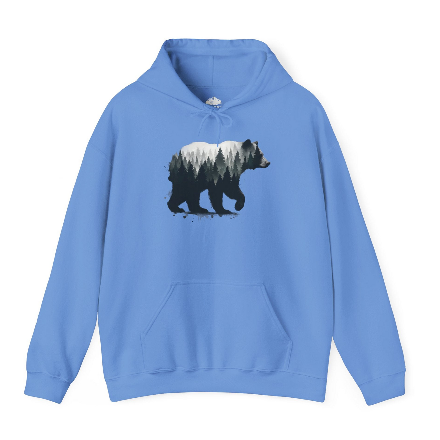 Bear Silhouette Forest Double Exposure Shirt Hoodie – Carolina Blue – Alaska Cruise Shirts