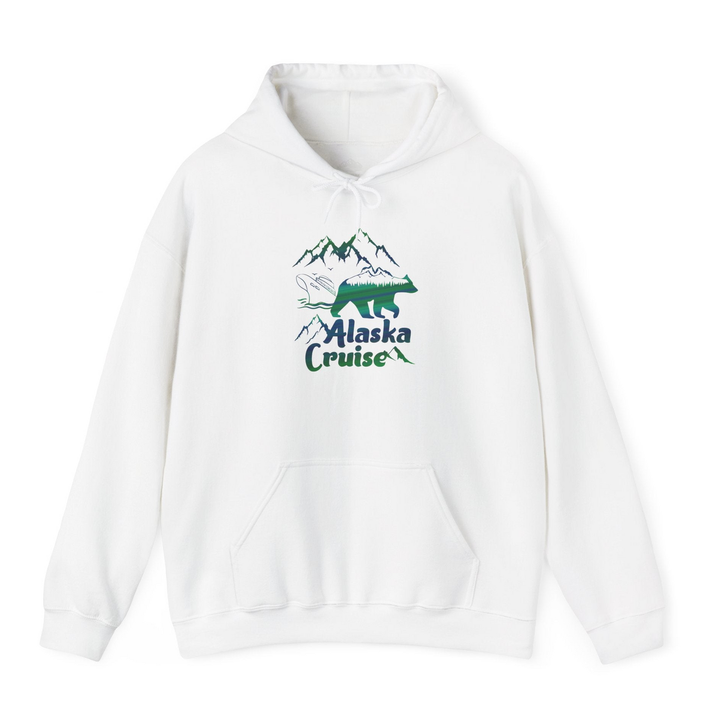 Alaska Cruise Bear Mountains Silhouette Shirt Hoodie – White – Alaska Cruise Shirts