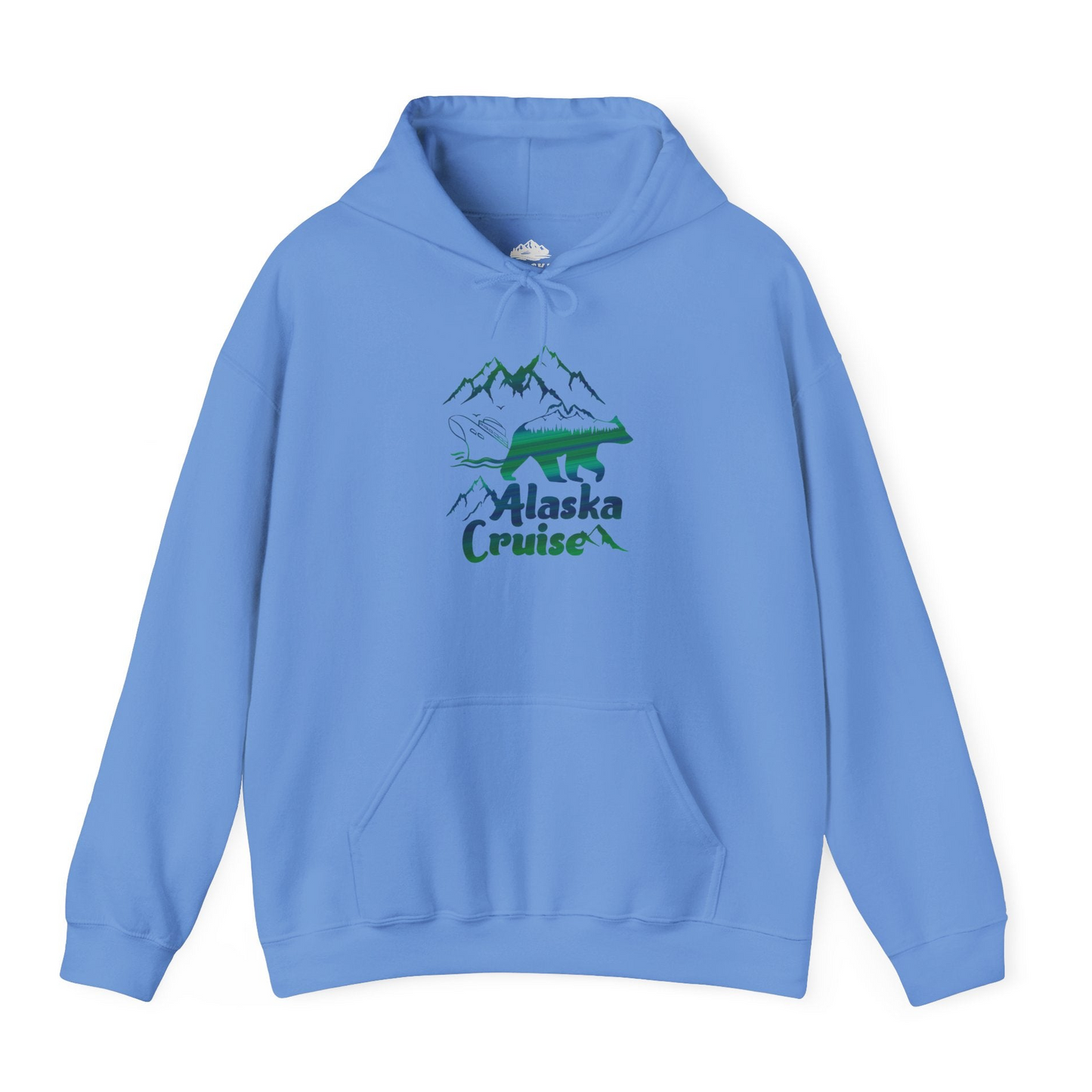 Alaska Cruise Bear Mountains Silhouette Shirt Hoodie – Carolina Blue – Alaska Cruise Shirts
