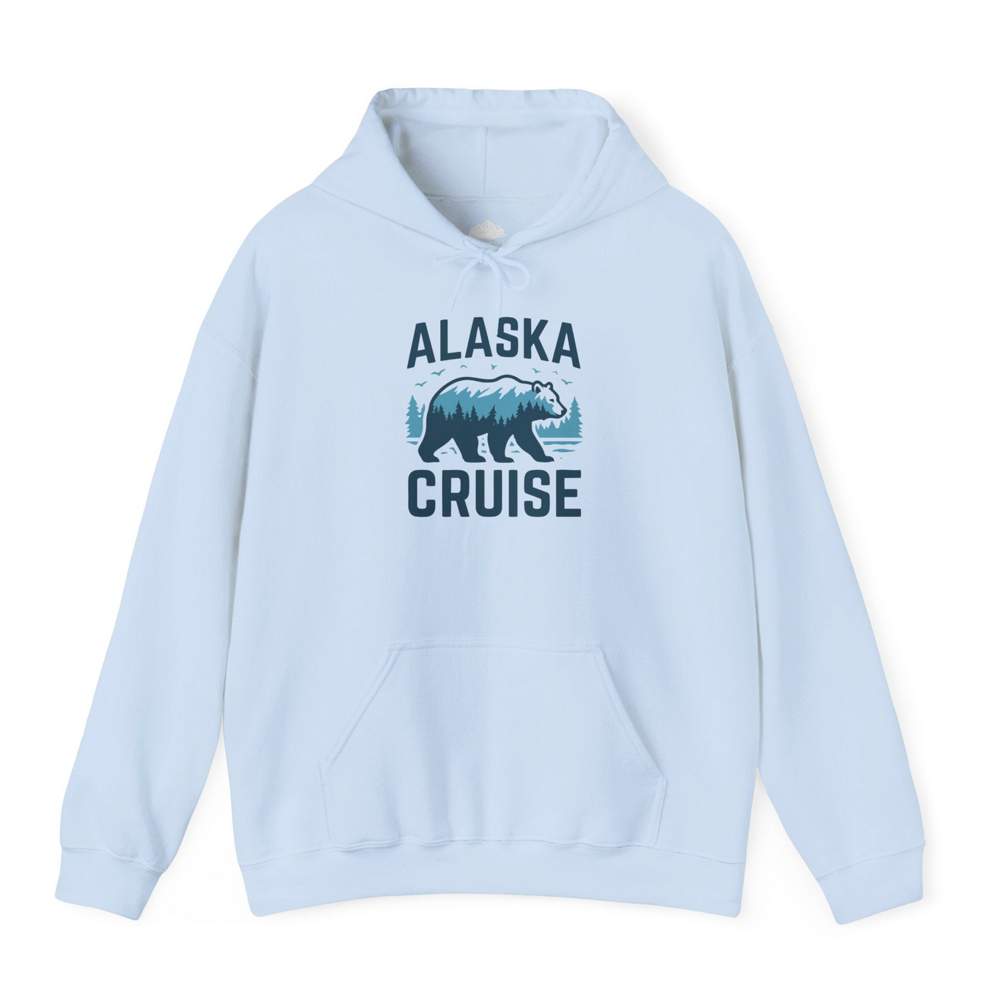 Alaska Cruise Shirt Bear Silhouette Forest Wildlife Nature Tee — Hoodie Hoodie – Light Blue – Alaska Cruise Shirts