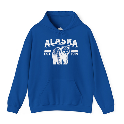 Alaska Bear Shirt - Vintage Distressed Mountains The Last Frontier Tee Hoodie – Royal – Alaska Cruise Shirts