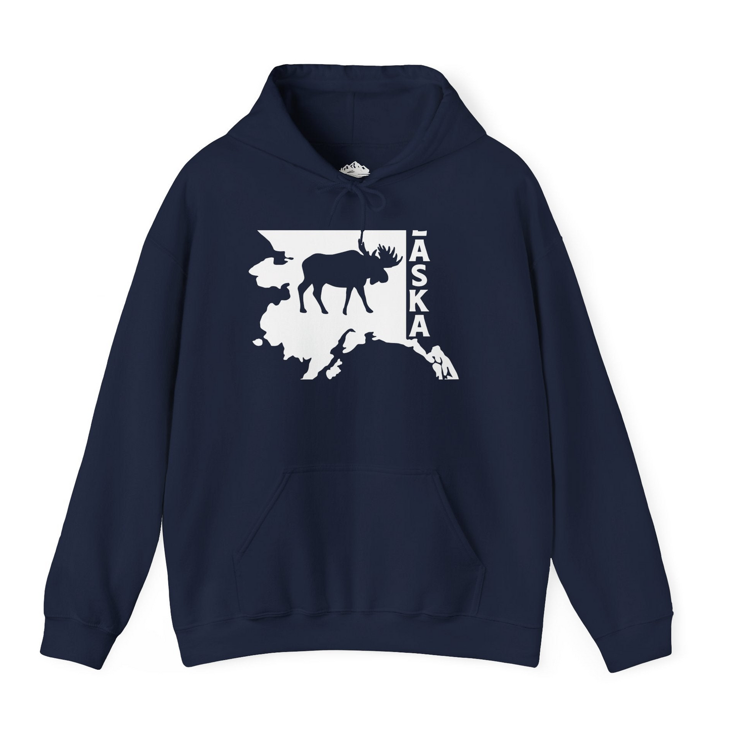 Alaska Moose Silhouette Shirt - Bold Wildlife State Map Graphic Tee Hoodie – Navy – Alaska Cruise Shirts