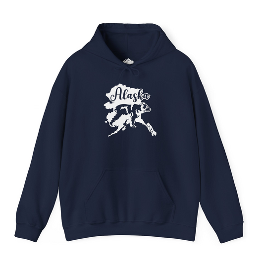 Alaska Bear Silhouette Shirt - Bold Wilderness Wildlife Graphic Tee Hoodie – Navy – Alaska Cruise Shirts