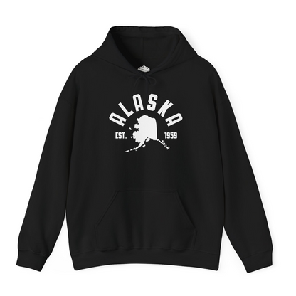 Vintage Alaska State Outline Est 1959 Retro Collegiate Shirt Hoodie – Black – Alaska Cruise Shirts