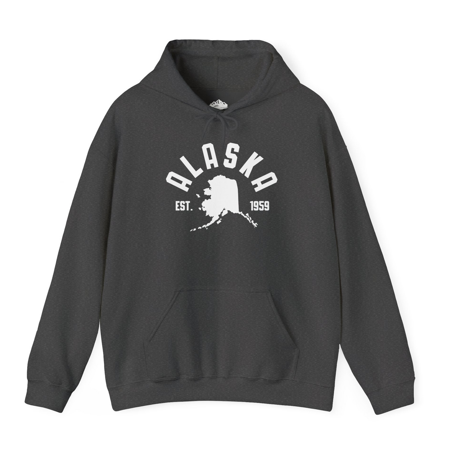 Vintage Alaska State Outline Est 1959 Retro Collegiate Shirt Hoodie – Dark Heather – Alaska Cruise Shirts