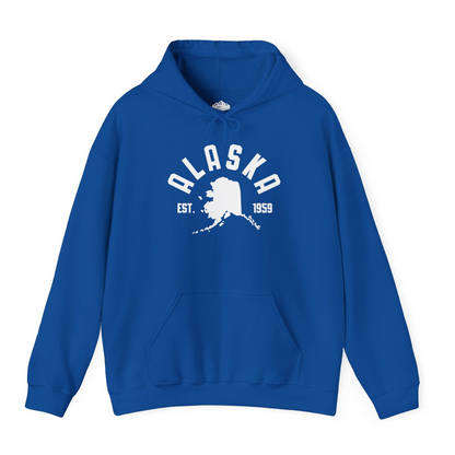 Vintage Alaska State Outline Est 1959 Retro Collegiate Shirt Hoodie – Royal – Alaska Cruise Shirts