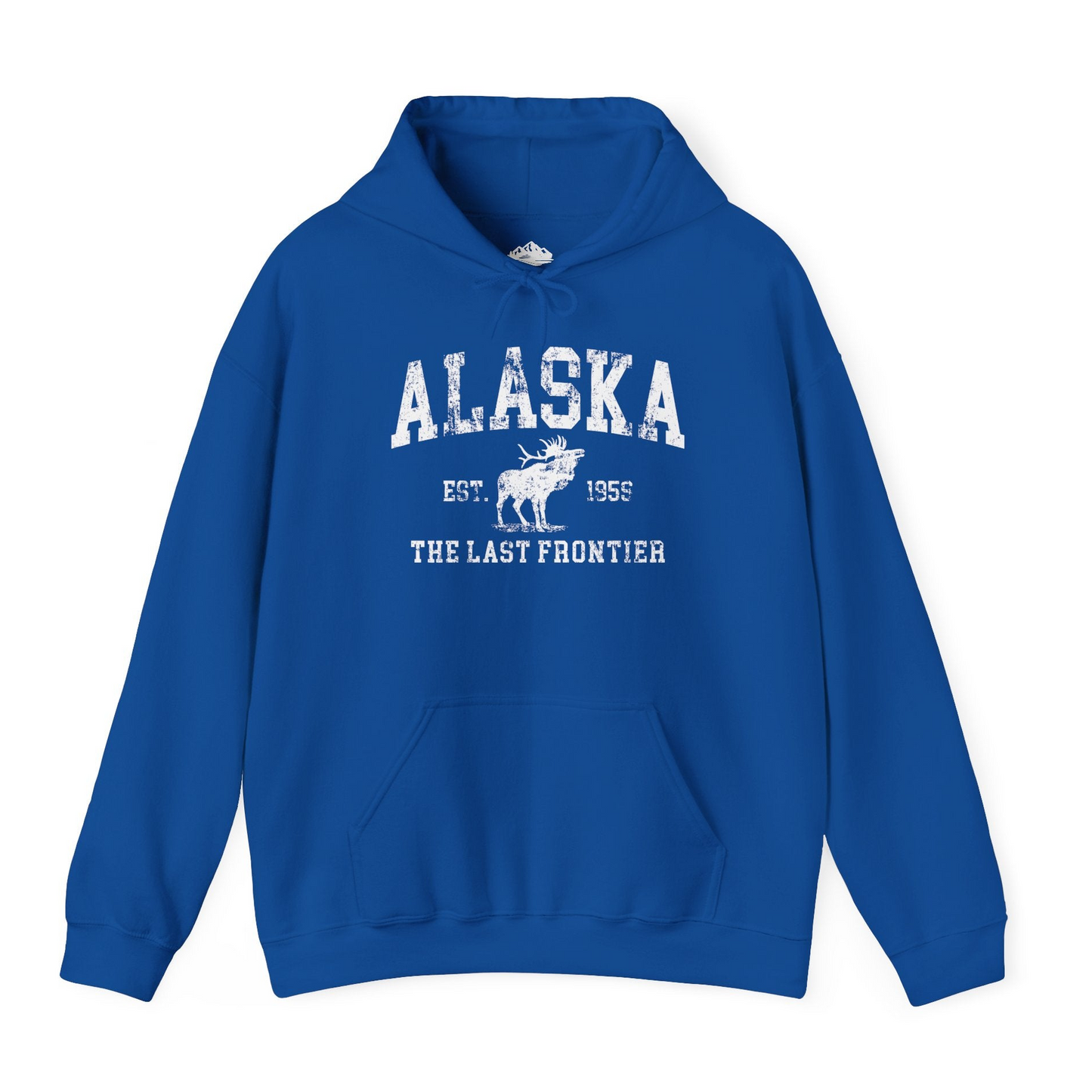 Vintage Alaska Moose Shirt - Distressed Last Frontier Wildlife Tee Hoodie – Royal – Alaska Cruise Shirts