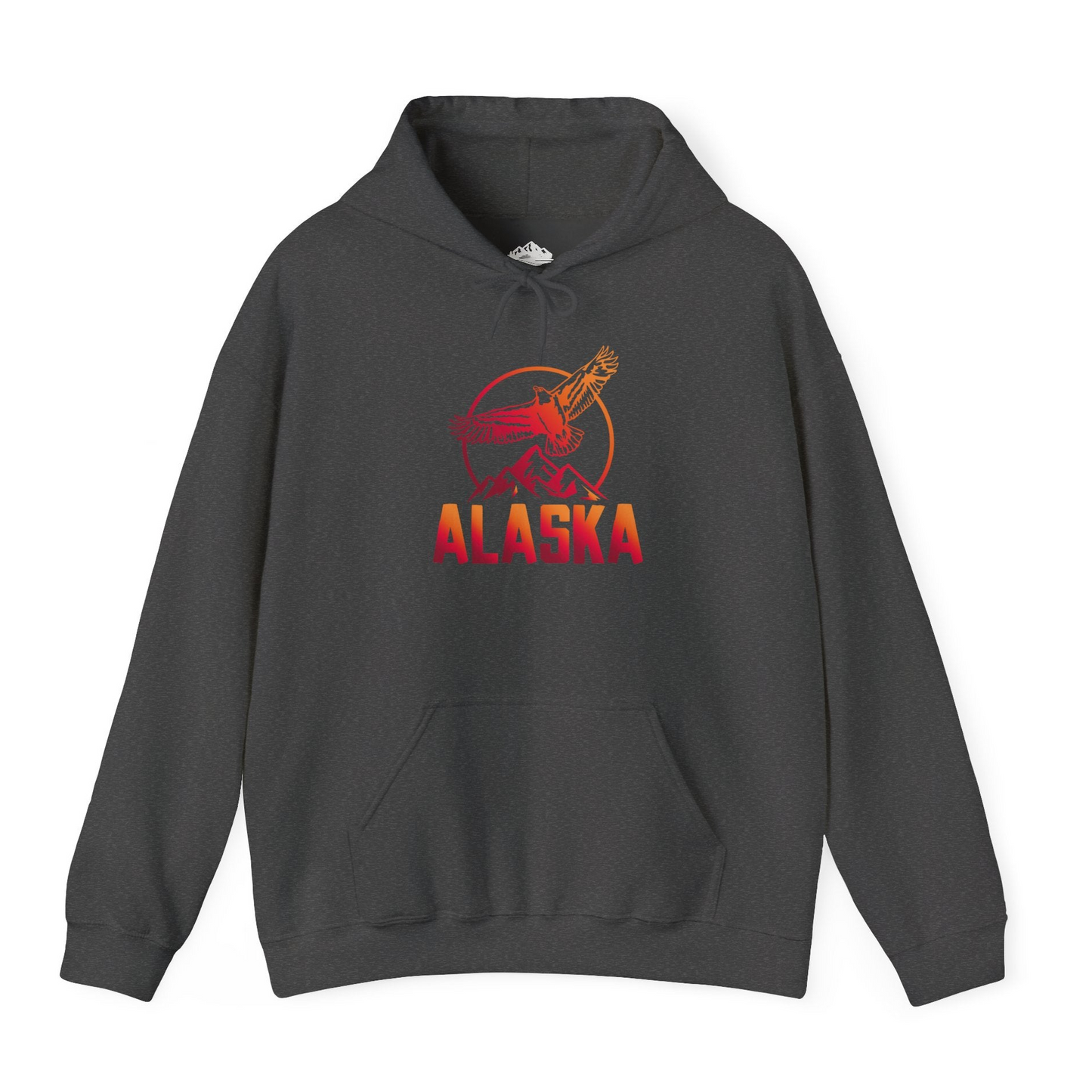 Alaska Eagle Mountains Graphic Shirt - Sunset Bold Adventure Nature Tee Hoodie – Dark Heather – Alaska Cruise Shirts