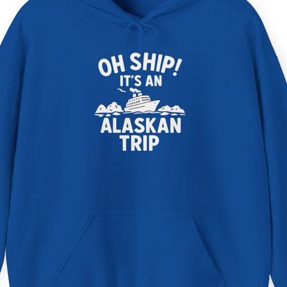 Oh Ship Alaskan Cruise Shirt Hoodie – Royal – Alaska Cruise Shirts Close Up