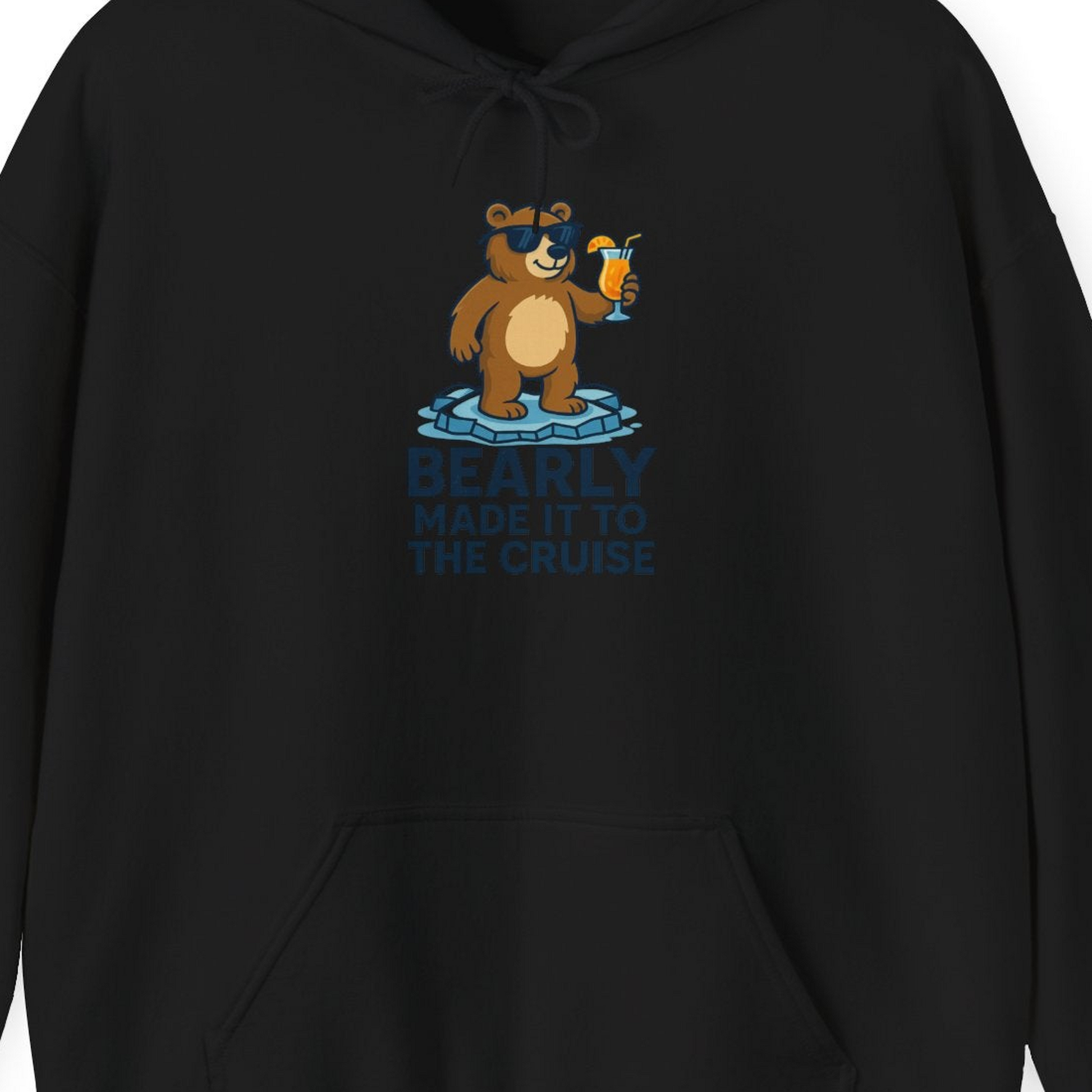 Bear Cruise Shirt Hoodie – Black – Alaska Cruise Shirts Close Up