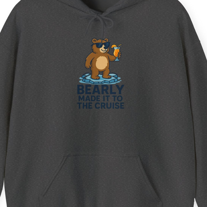 Bear Cruise Shirt Hoodie – Dark Heather – Alaska Cruise Shirts Close Up