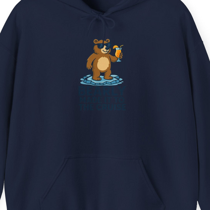 Bear Cruise Shirt Hoodie – Navy – Alaska Cruise Shirts Close Up