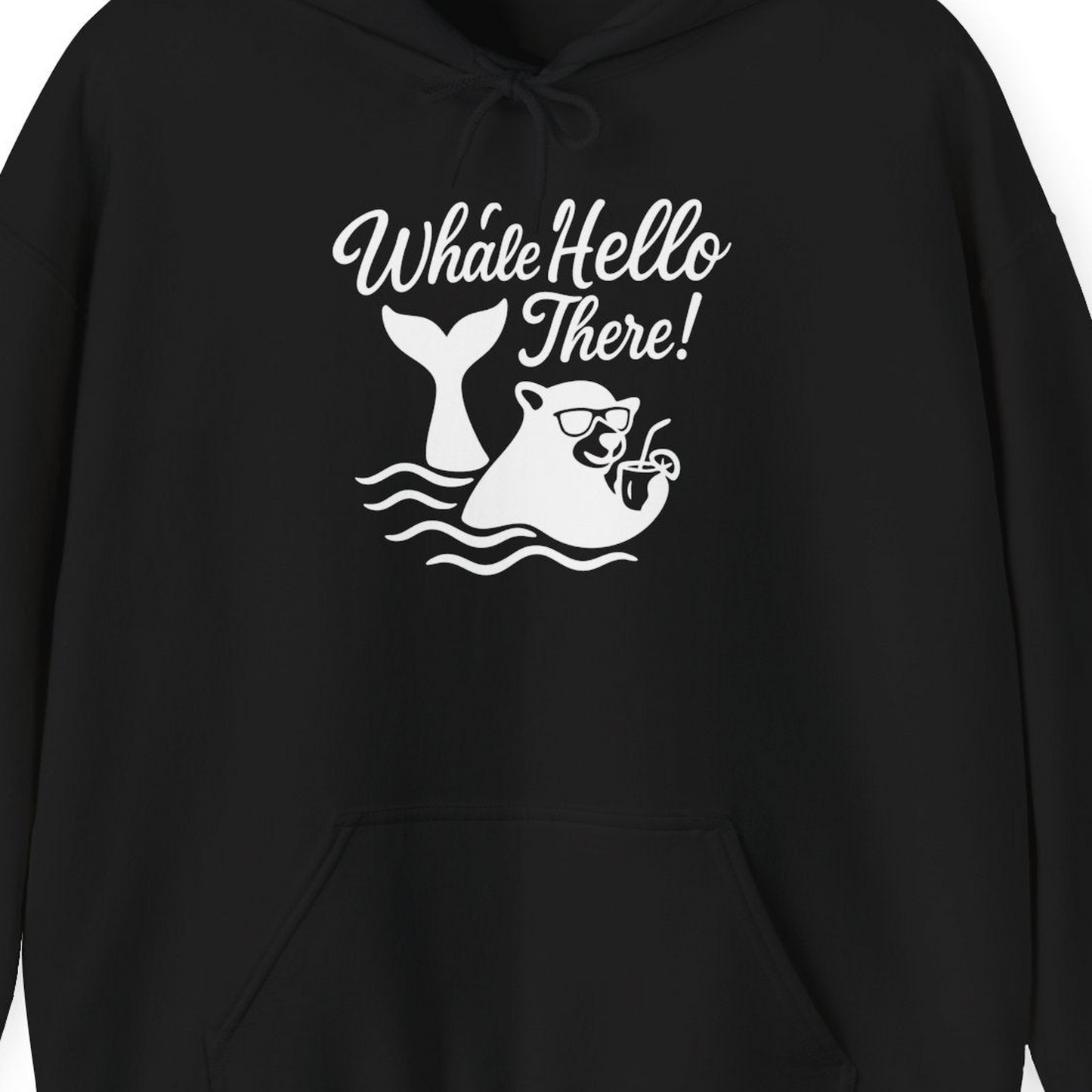 Whale Hello There Shirt Hoodie – Black – Alaska Cruise Shirts Close Up