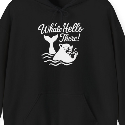 Whale Hello There Shirt Hoodie – Black – Alaska Cruise Shirts Close Up