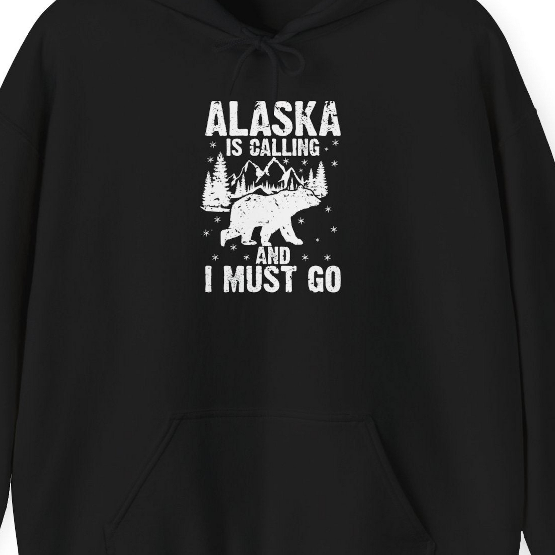 Alaska Is Calling Bear Mountain Wilderness Adventure Vintage Shirt — Hoodie Hoodie – Black – Alaska Cruise Shirts Close Up