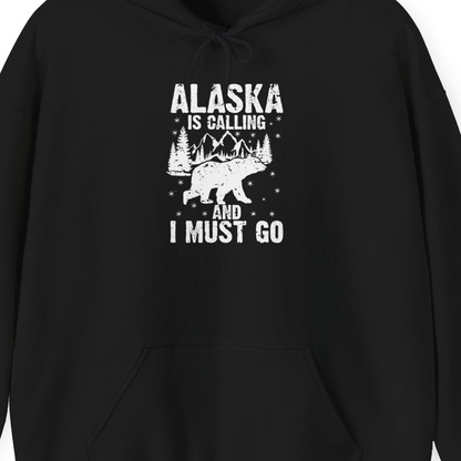 Alaska Is Calling Bear Mountain Wilderness Adventure Vintage Shirt — Hoodie Hoodie – Black – Alaska Cruise Shirts Close Up