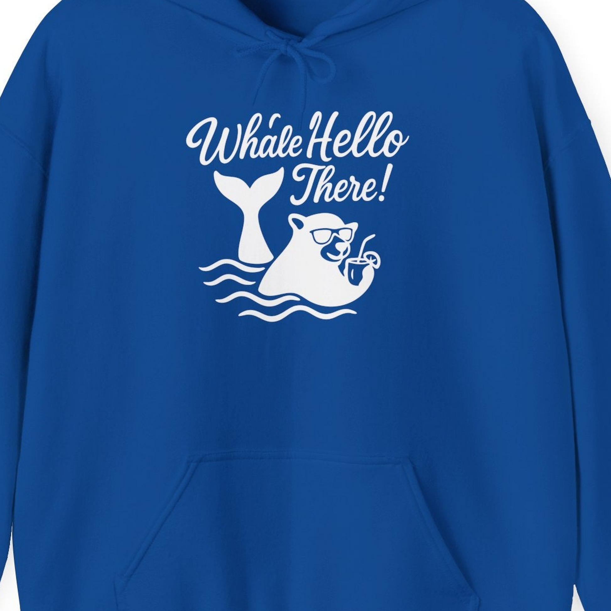 Whale Hello There Shirt Hoodie – Royal – Alaska Cruise Shirts Close Up
