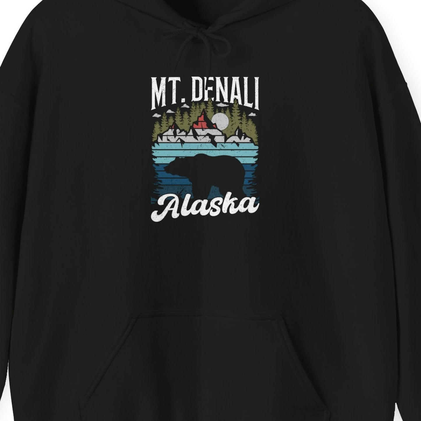 Mt Denali Alaska Bear Wilderness Shirt Hoodie – Black – Alaska Cruise Shirts Close Up