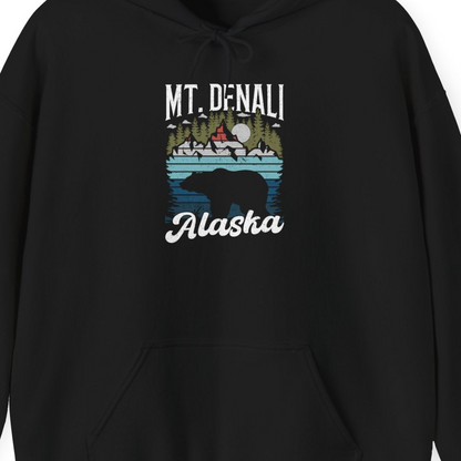 Mt Denali Alaska Bear Wilderness Shirt Hoodie – Black – Alaska Cruise Shirts Close Up