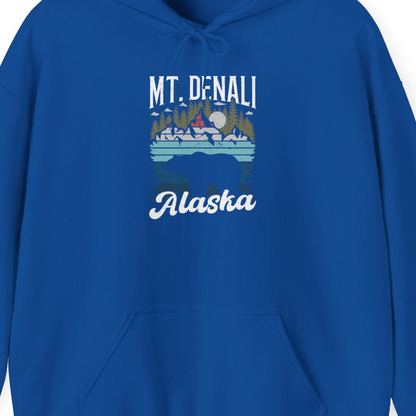 Mt Denali Alaska Bear Wilderness Shirt Hoodie – Royal – Alaska Cruise Shirts Close Up