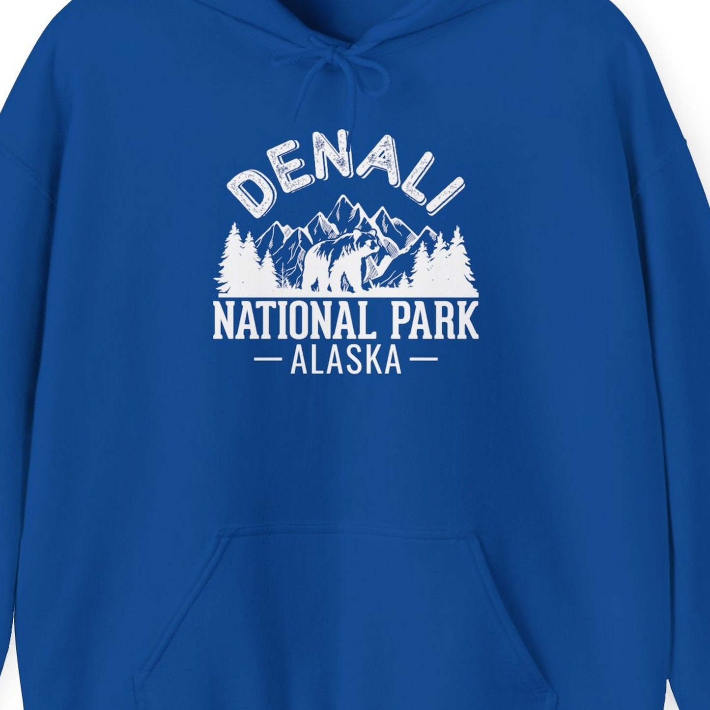 Denali National Park Bear Mountains Vintage Alaska Nature Shirt — Hoodie Hoodie – Royal – Alaska Cruise Shirts Close Up