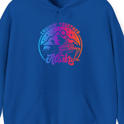 Alaska Cruise Shirt Hoodie – Royal – Alaska Cruise Shirts Close Up
