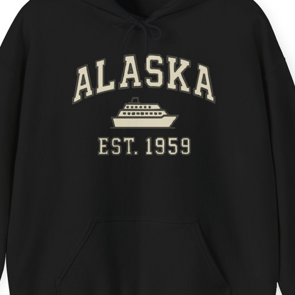 Alaska Cruise Shirt Hoodie – Black – Alaska Cruise Shirts Close Up
