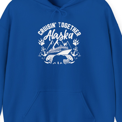 Alaska Cruise Adventure Shirt Hoodie – Royal – Alaska Cruise Shirts Close Up