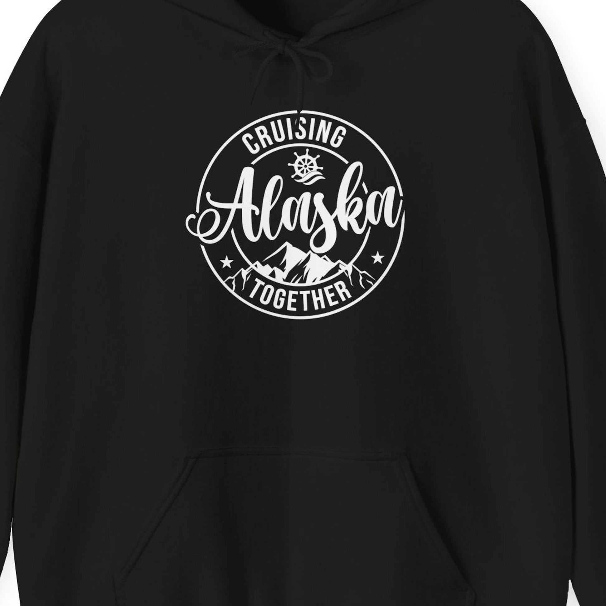 Cruising Alaska Together Shirt Hoodie – Black – Alaska Cruise Shirts Close Up