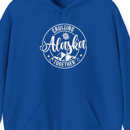 Cruising Alaska Together Shirt Hoodie – Royal – Alaska Cruise Shirts Close Up